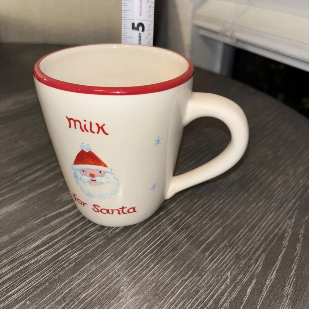Pottery Barn Milk For Santa Mug/Cup‎ Merry Christmas Inside-EXCELLENT CONDITION